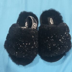 UGG Black Fuzzy  Baby Kids Sandals